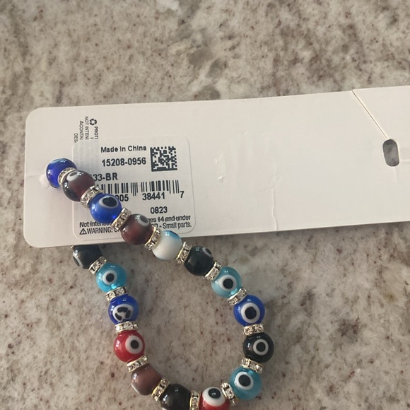 Evil eye stretch beaded colorful bracelet. Rainbow NWT - Picture 3 of 4